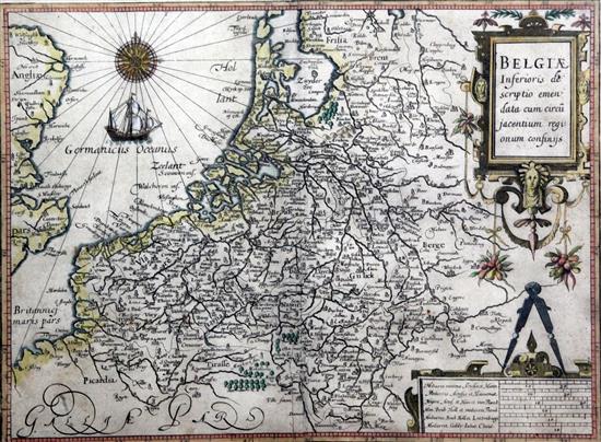 Ludovico Giuccardini. Belgiae Ineferiors descriptio emendata …, a coloured engraved map, 32.5 x 24cm